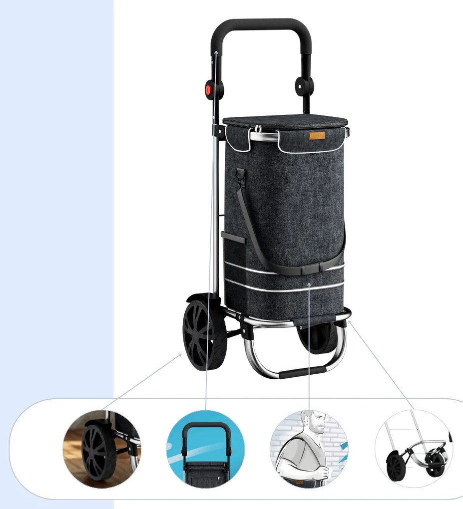 Jurhan Geantă de cumpărături pe roți EASY, 50L, negru