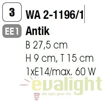 Aplica de perete rustica Fleur WA 2-1196/1 Antik OR