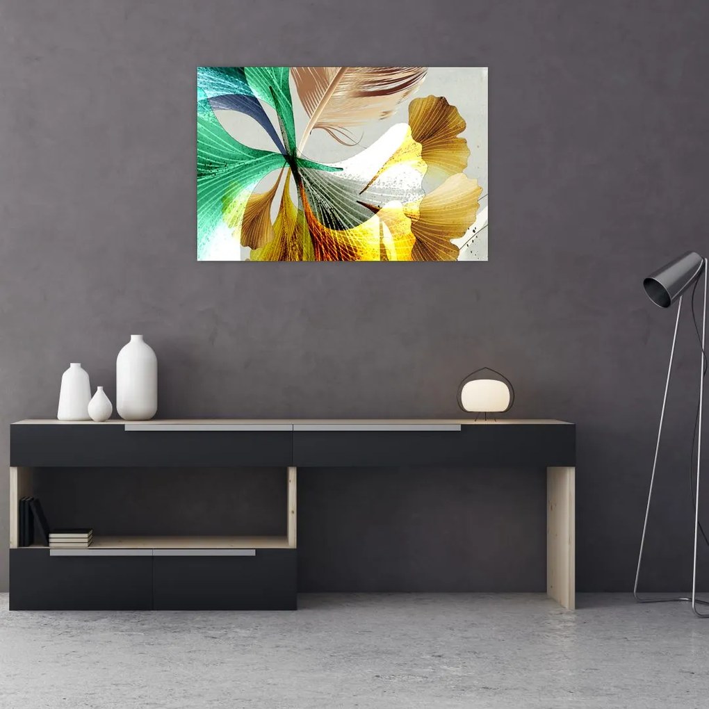 Tablou - Frunze cu pană (90x60 cm)