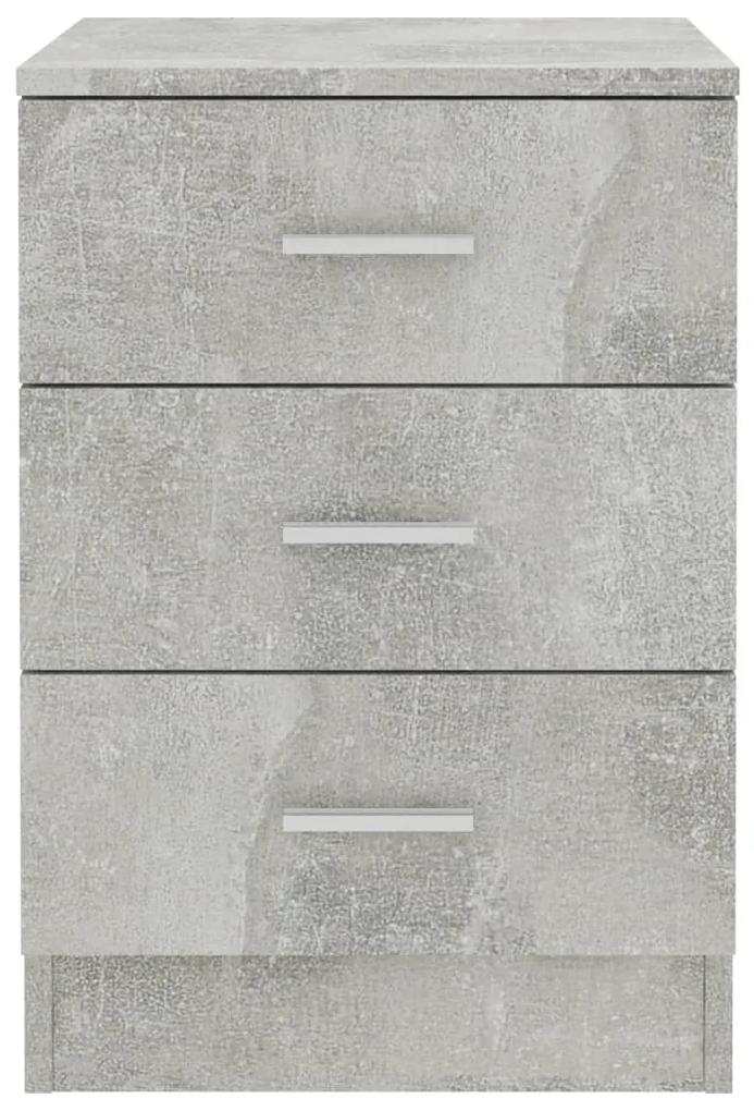 Noptiere, 2 buc., gri beton, 38x35x56 cm, pal