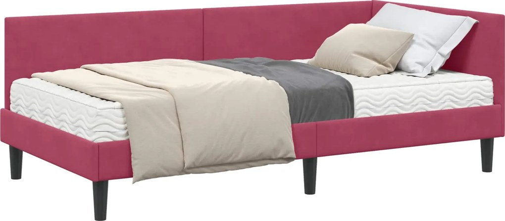 vidaXL Cadru de pat colțar cu saltea Altele Manual 2 pcs Verde Catifea