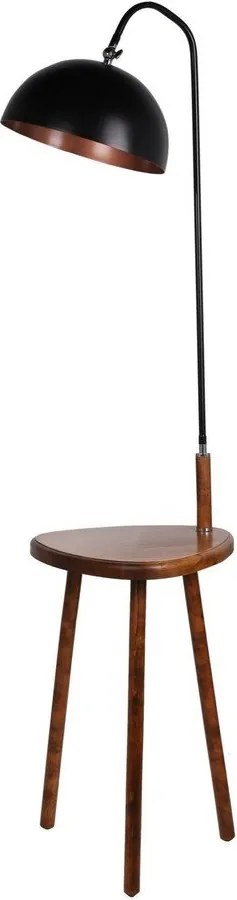 Lampadar negru/maro cu raft cu abajur din metal (înălțime 160 cm) Table – Opviq lights