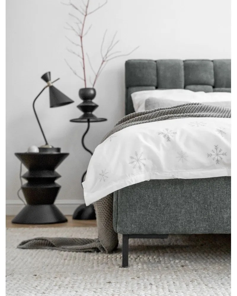 Pat matrimonial verde prăfuit tapițat cu somieră 160x200 cm Eve – Miuform