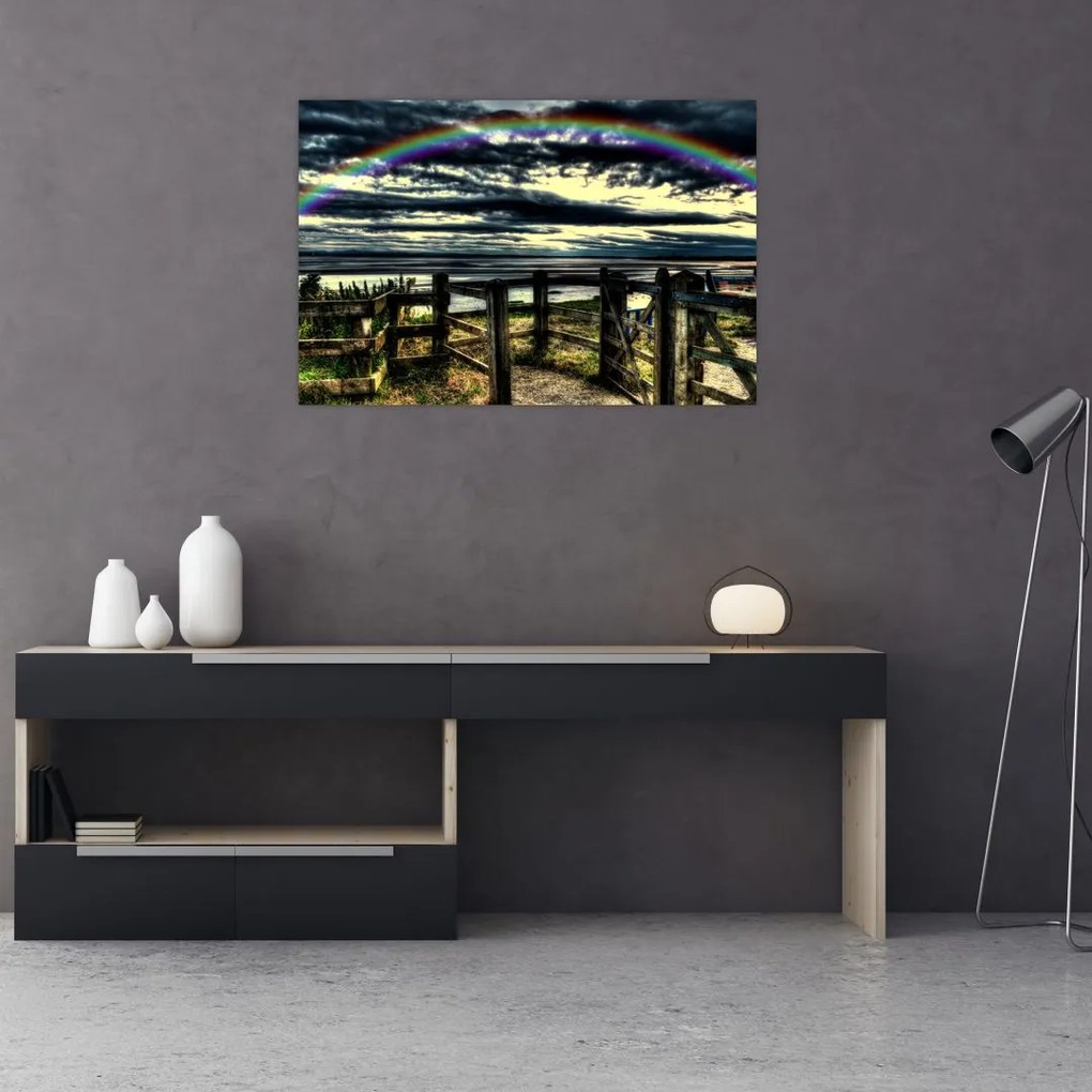 Tablou cu curcubeu deasupa mării (90x60 cm)
