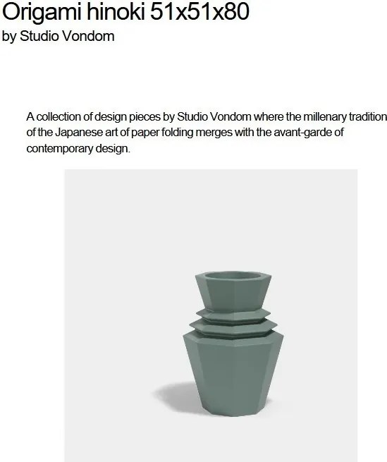 Ghiveci plante design decorativ modern exterior/interior ORIGAMI Hinoki 51x51x80cm