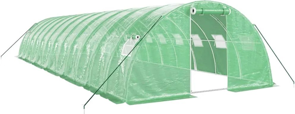 vidaXL Seră cu cadru din oțel, verde, 48 m², 12x4x2 m
