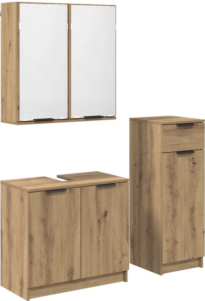 vidaXL Set de mobilier pentru baie cu sertar 3 pcs Stejar Artizanal