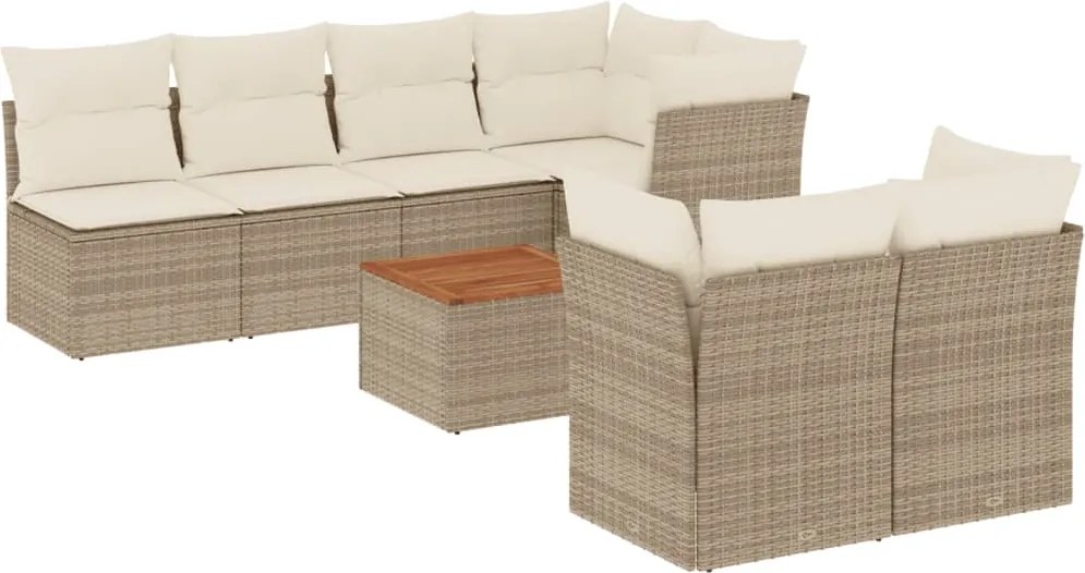 vidaXL Set canapele de grădină, 8 piese, cu perne, bej, poliratan