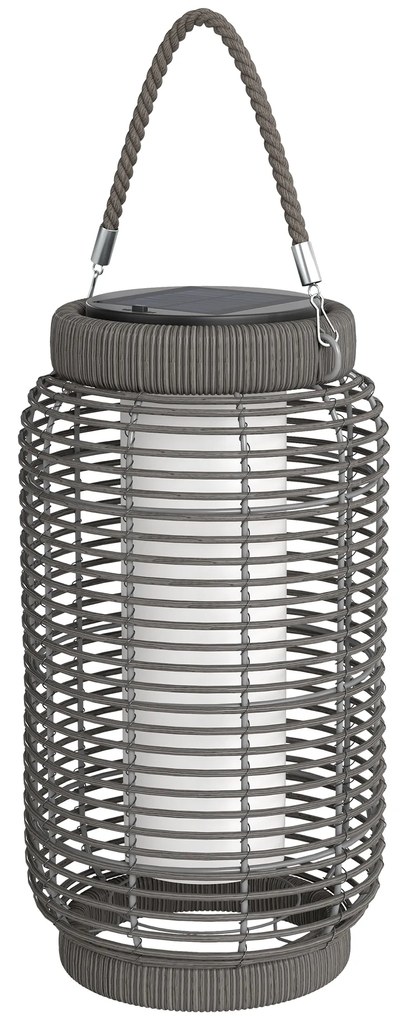 Outsunny Lampadaire d'extérieur solaire en rășină imitată în țesătură luminaire LED de jardin en oțel cu pornire/oprire automată gri | Aosom Romania