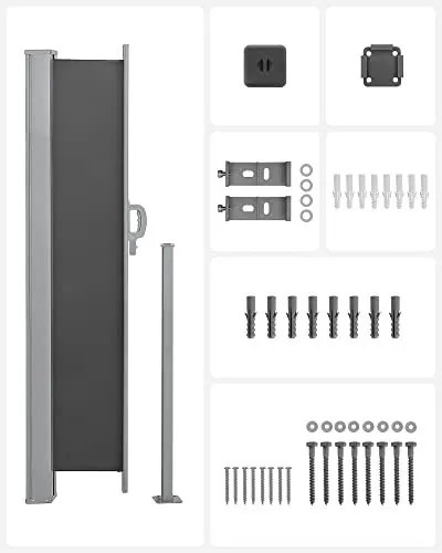 Copertina laterala, 180 x 350 cm, metal / poliester, antracit, Songmics