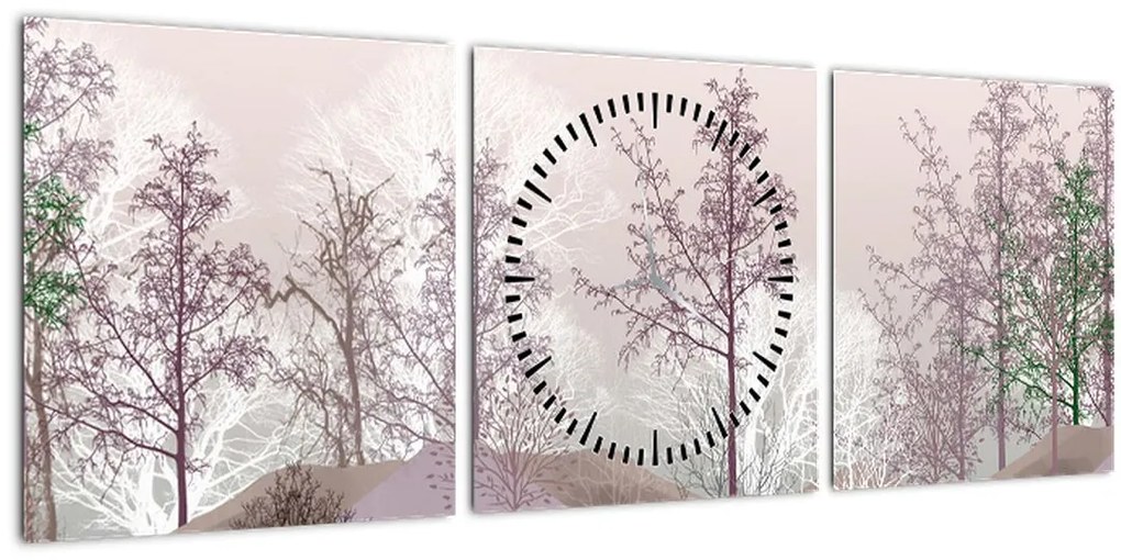 Tablou cu pădure (cu ceas) (90x30 cm)