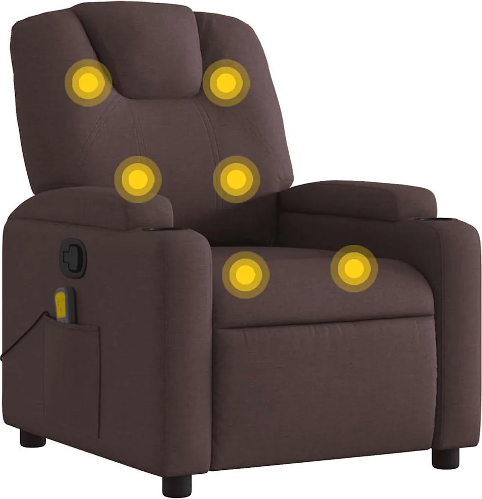 vidaXL Fotoliu de masaj rabatabil, maro închis, material textil