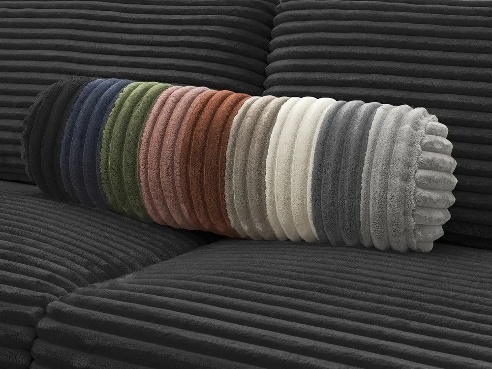 Canapea neagră pentru dormitul zilnic/extensibilă cu tapițerie din catifea reiată 240 cm Hugo – Bobochic Paris