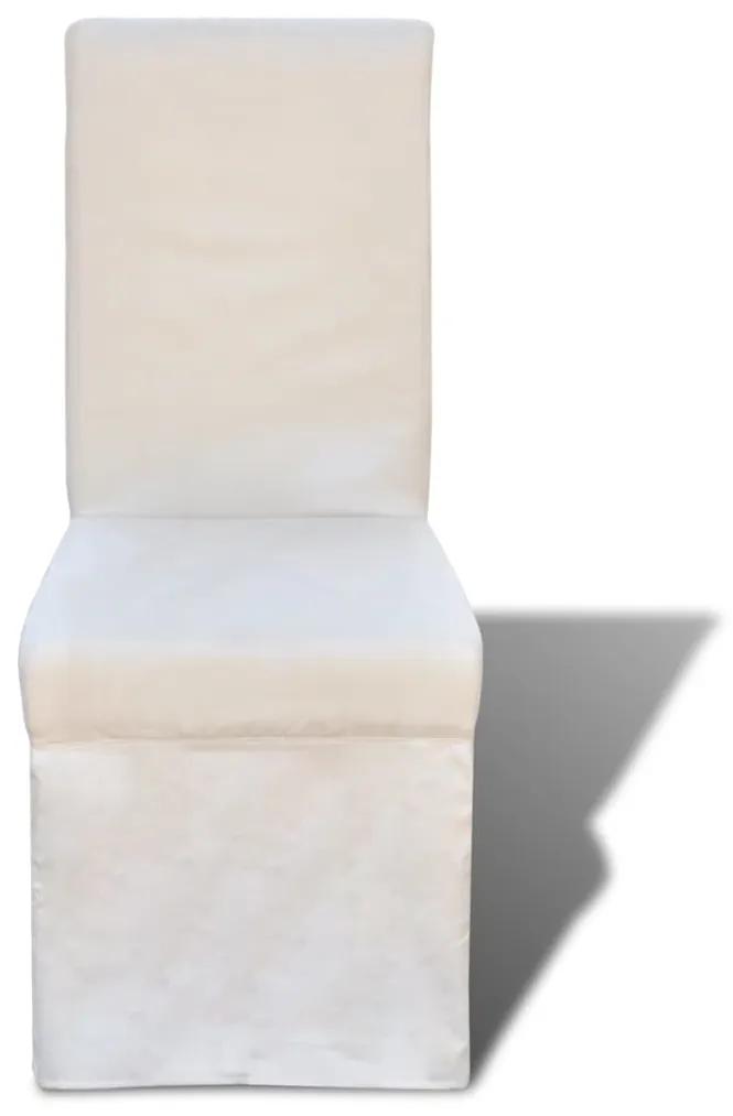 Scaune de bucatarie, 4 buc., alb crem, material textil 4, Crem
