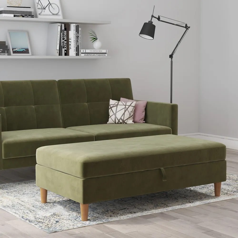 Taburet verde cu tapițerie din catifea Lilly – Støraa