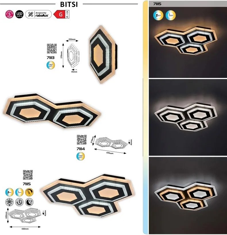 Plafoniera LED CCT cu telecomanda Bitsi