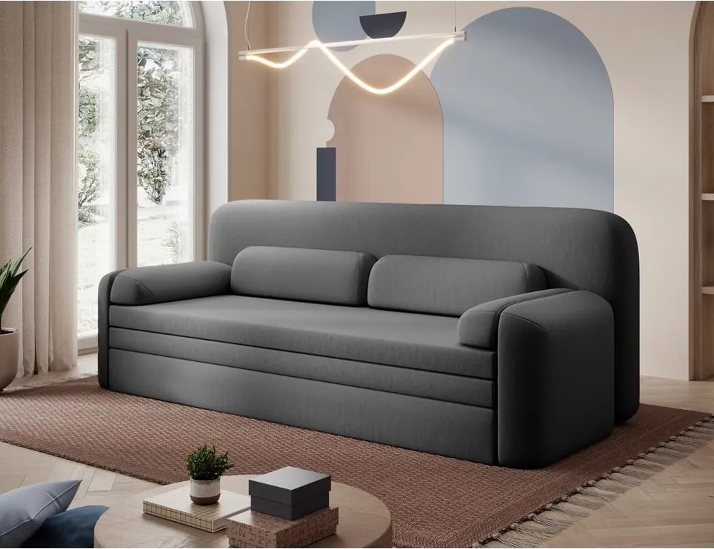 Canapea taupe extensibilă/cu spațiu de depozitare cu tapițerie din catifea 236 cm Elioss – ELTAP