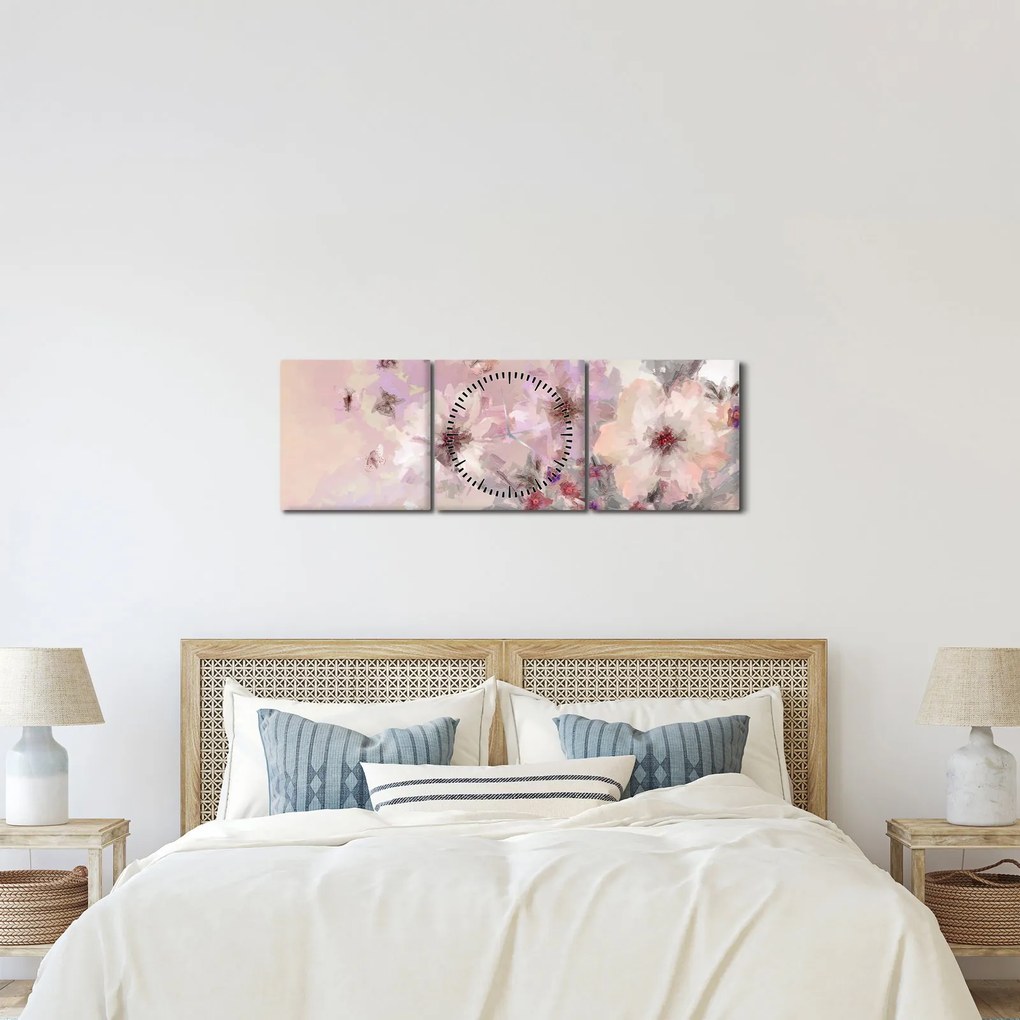 Tablou - Colaj de artă cu fluturi (cu ceas) (90x30 cm)