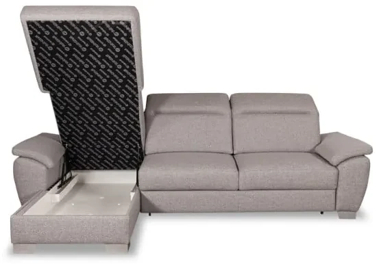 Coltar Extensibil Cu Insula Stanga Dax, 5 Locuri, Lada De Depozitare, Gri, 299 Cm