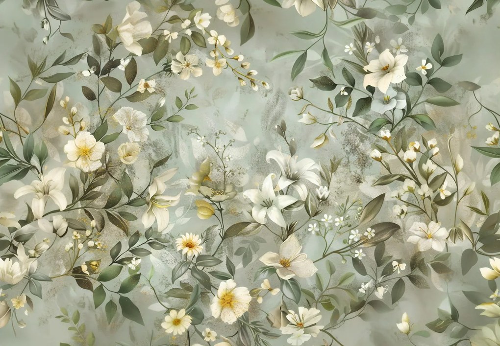 Fototapet - Flori Verde-Oliv (147x102 cm)