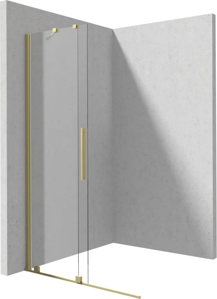 Paravan dus sticla securizata walk-in cu usa glisanta, 140x195 cm, auriu periat, Deante Prizma Auriu periat, 1400x1950 mm