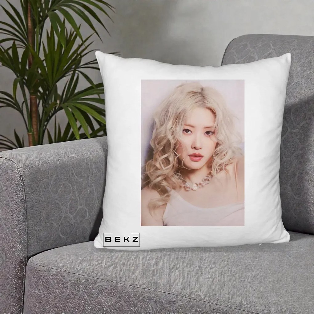 Perna Personalizata K-pop BLACKPINK Rose, 40x40 cm, Alb Pufos, Husa Detasabila, Perna Inclusa, BEKZ®