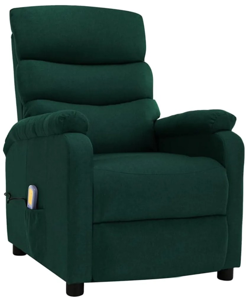 3073700 vidaXL Fotoliu de masaj rabatabil electric, verde închis, textil