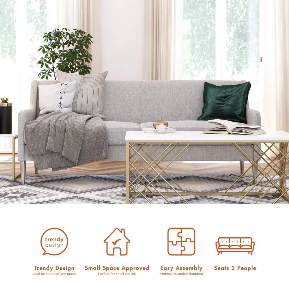 Canapea gri 190 cm Virginia - CosmoLiving by Cosmopolitan