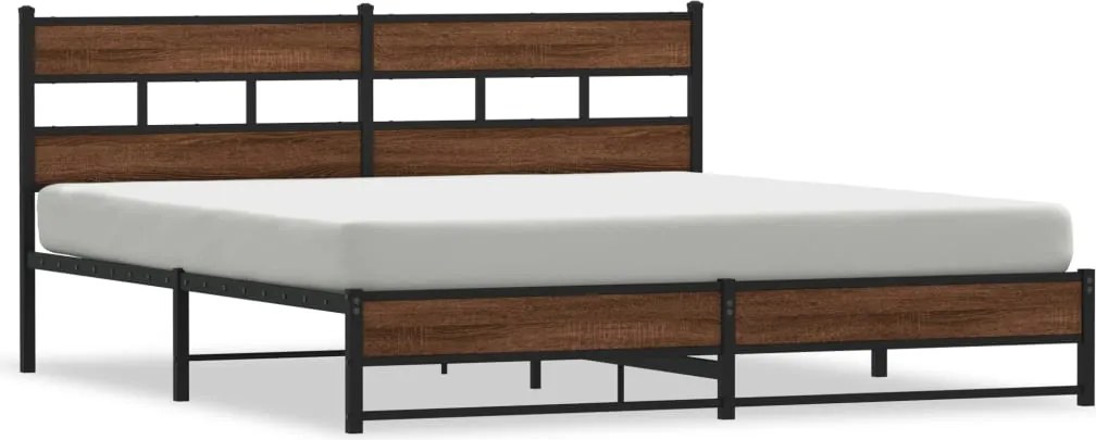 vidaXL Cadru de pat metalic fără saltea, stejar maro, 200x200 cm