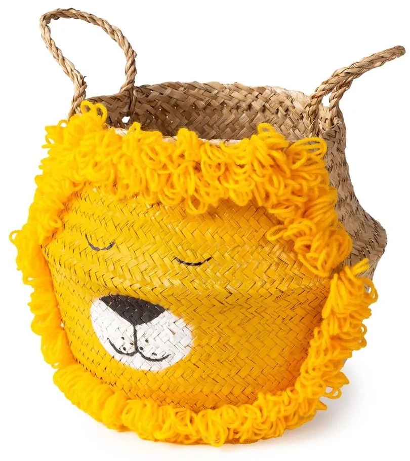 Coș de jucării pentru copii galben/în culoare naturală din iarbă-de-mare ø 30x28 cm Lion – Compactor