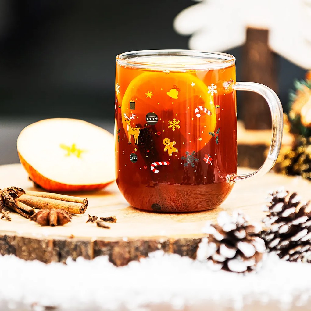 Cană de sticlă 4Home Hot&Cool Christmas time 350 ml, 2 buc