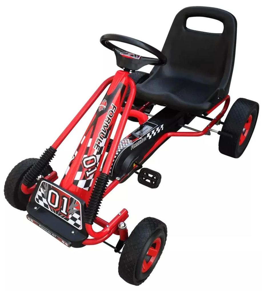 vidaXL Kart copii cu pedale și scaun reglabil roșu