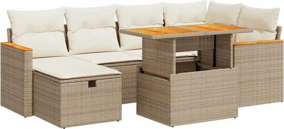 vidaXL Set canapele de grădină, 8 piese, cu perne, bej, poliratan