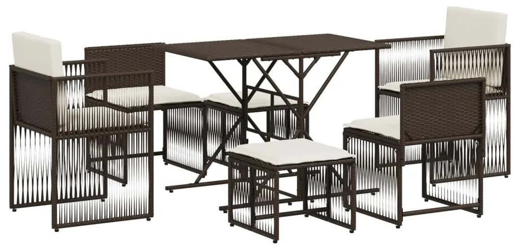 369010 vidaXL Set mobilier de grădină cu perne, 7 piese, maro, poliratan