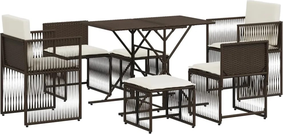 vidaXL Set mobilier de grădină cu perne, 7 piese, maro, poliratan