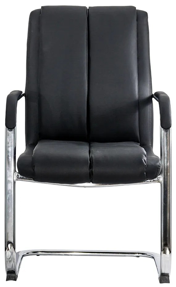 Scaun vizitatori negru din piele ecologică și cadrul cromat tip sanie OFF 8117