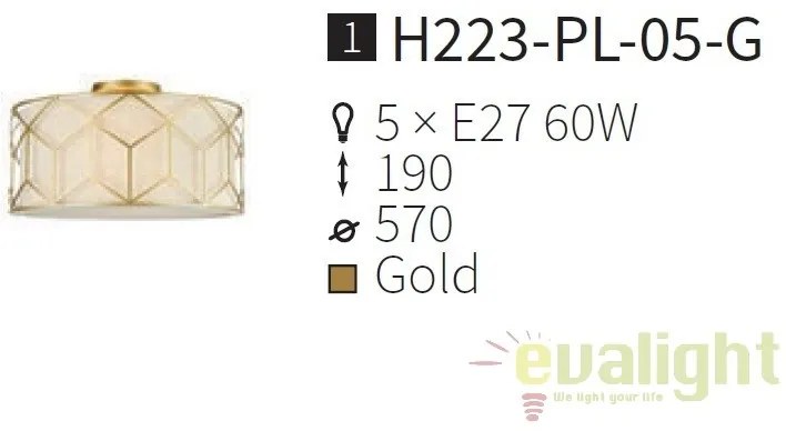 Lustra aplicata clasica diam.57cm Messina MYH223-PL-05-G
