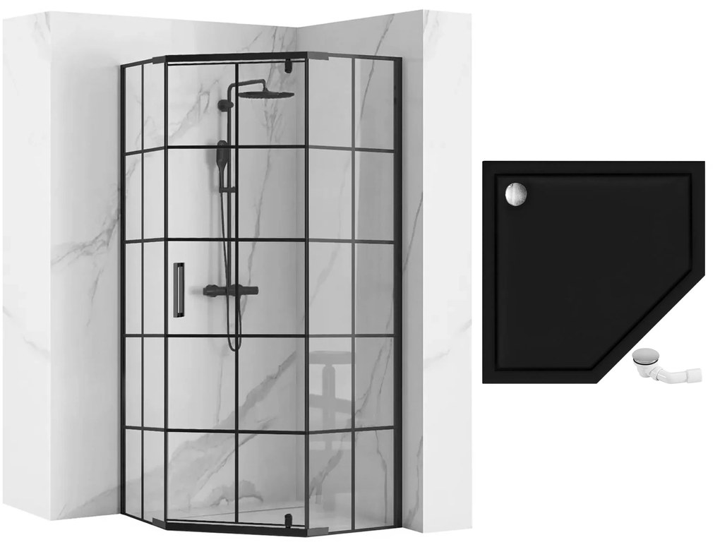 Cabina de dus HEX Black   90x90 cm