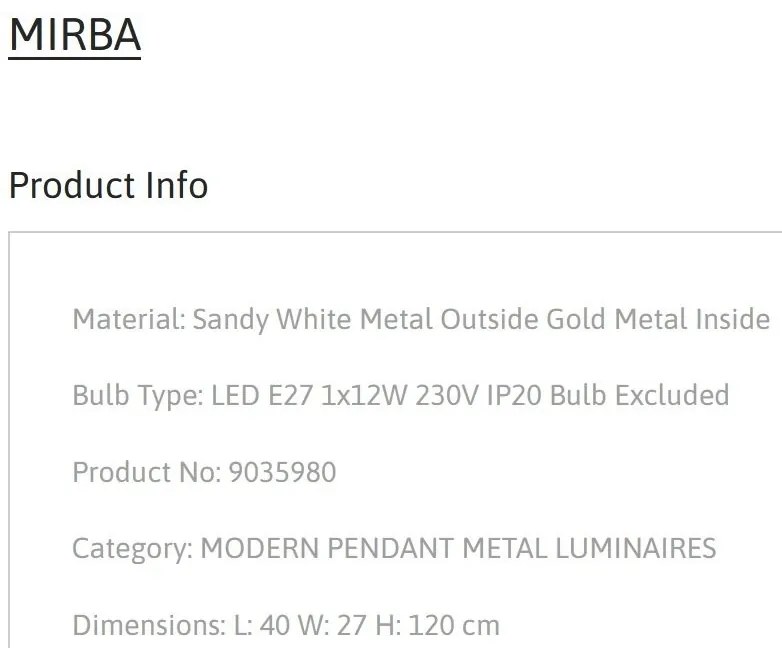 Lustra/Pendul design modern MIRBA alb