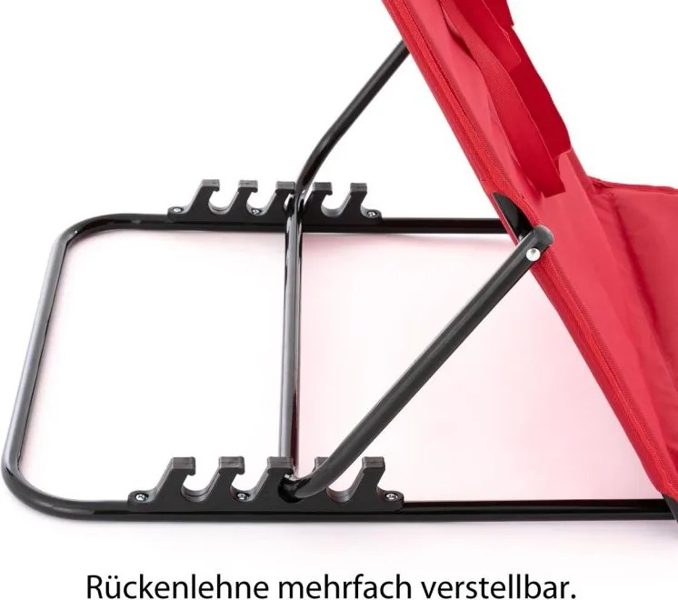 Saltea de plajă reglabilă cu spătar, roșie, 2 bucăți.