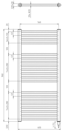 Radiator portprosop electric pentru baie Aqualine DIRECT-E 400W/230V 96 cm alb