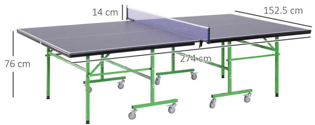 HOMCOM masă de ping pong pliabilă masă de ping pong roți masă de ping pong pentru interior masă de ping pong pentru exterior violet verde