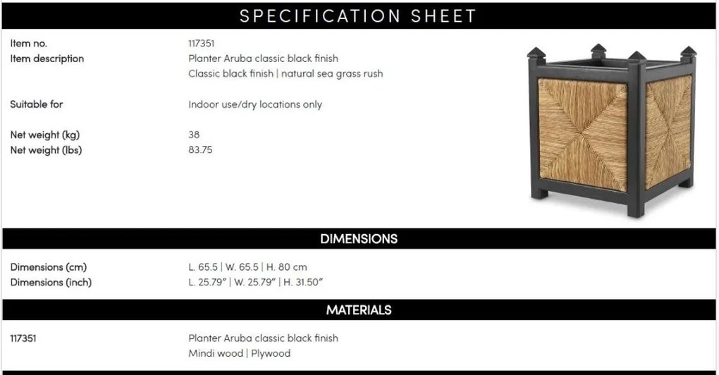 Ghiveci, vas decorativ din iarba de mare, Aruba