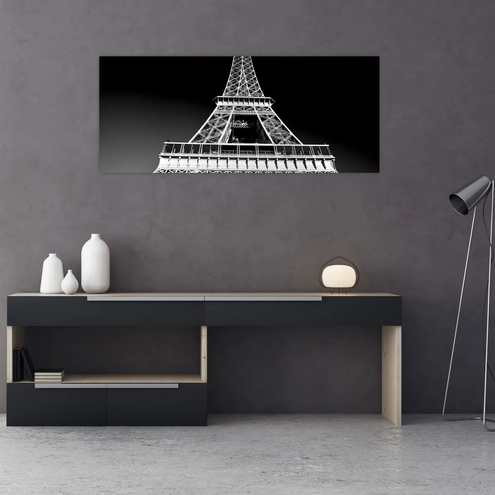 Tablou - Turnul Eiffel, alb-negru (120x50 cm)