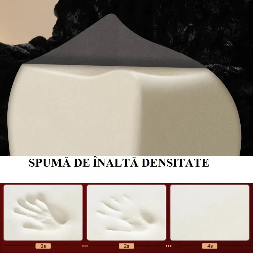 Canapea tip fotoliu, din spumă de înaltă densitate, fără asamblare, țesătură din velur, Negru