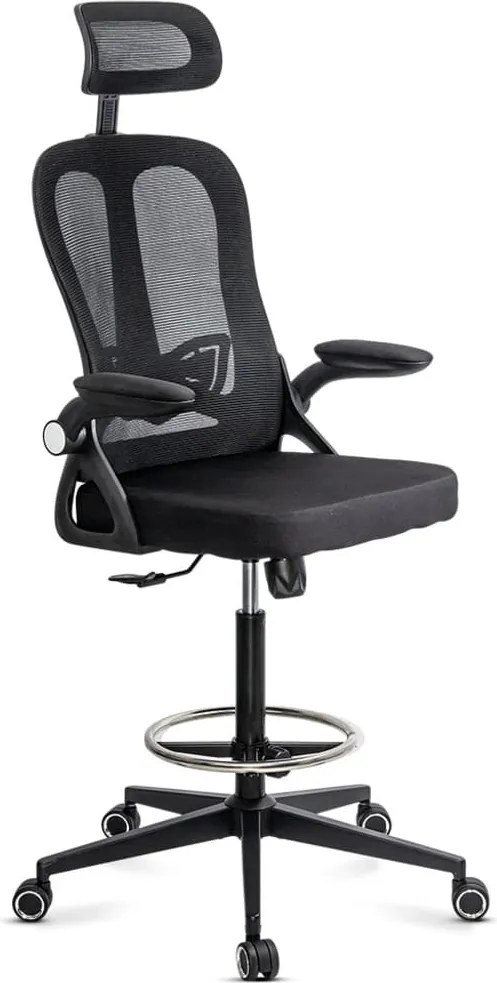 Scaun operativ ergonomic negru din mesh cu suport picioare reglabil și tetieră ajustabilă OFF 650