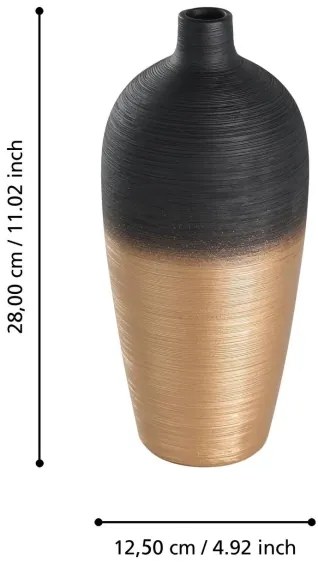 Vază ceramică Eglo 421423 SARYKSU 28x12,5 cm negru/auriu