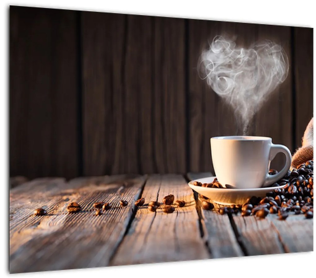 Tablou pe sticlă - Timp pentru cafea (70x50 cm)