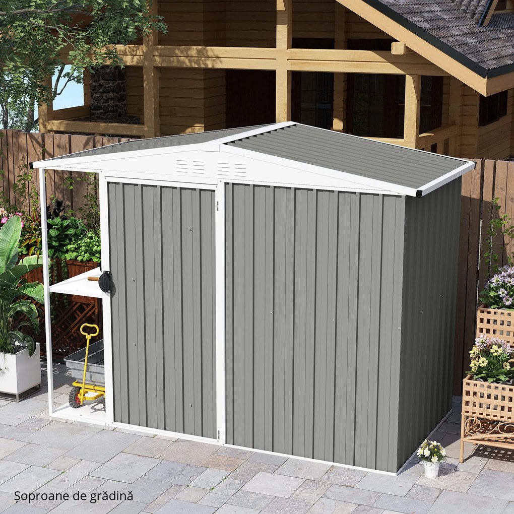 Outsunny Lot de 12 panouri din oțel galvanizat Rezistente la Intemperii, gri deschis, dim. unui panou 129L x 45l cm | Aosom Romania