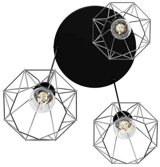 Lustră pe cablu BERGEN 3xE27/60W/230V neagră/crom lucios